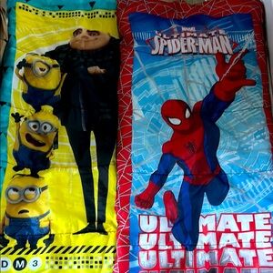 Marvel Spider-Man and Minions sleeping bags.